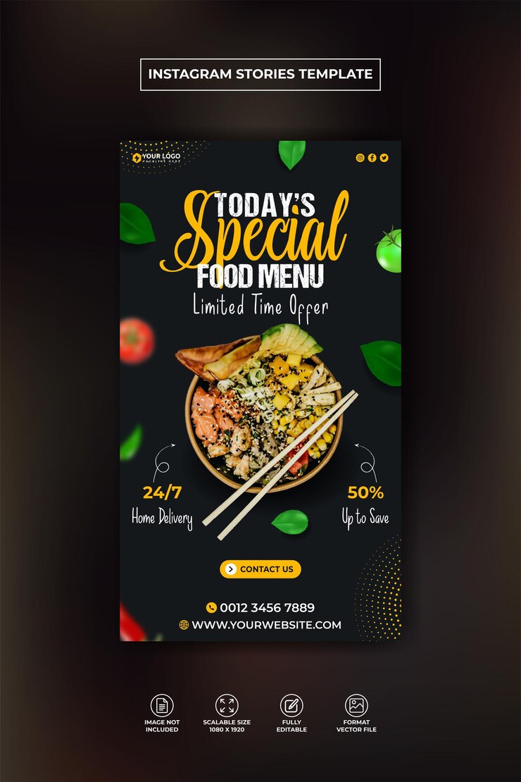 Hambúrguer delicioso e menu de comida instagram e modelo de história do Facebook Premium Vector