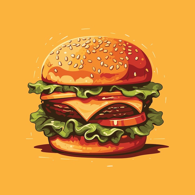 Hambúrguer fast-food esboço desenhado à mão design de ilustração vetorial