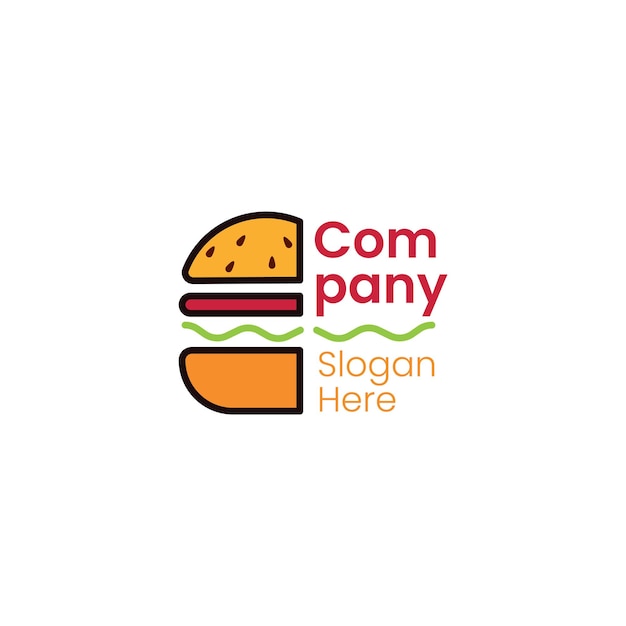 Hambúrguer logotipo ícone mascote fast food Estilo de design plano