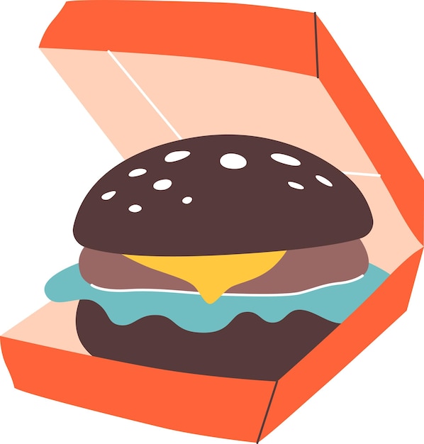 Vetor hambúrguer na caixa