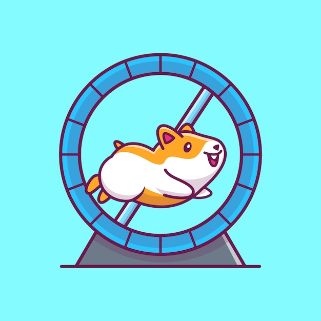 Hamster bonito executando icon ilustração. personagem de desenho animado de mascote de hamster. conceito de ícone animal isolado