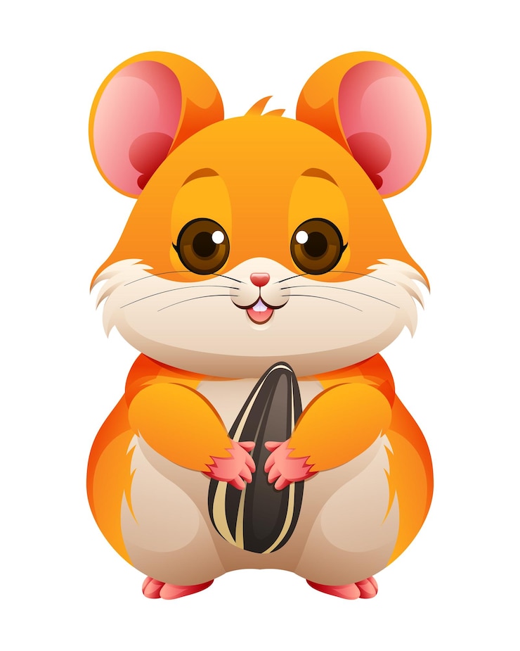 Vetor hamster bonito segurando sementes de girassol ilustração de desenho animado vetorial isolada em fundo branco