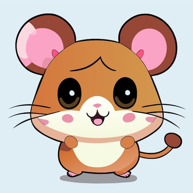 Vetor hamster chibi kawaii mão desenhada cartoon adesivo ícone conceito ilustração isolada