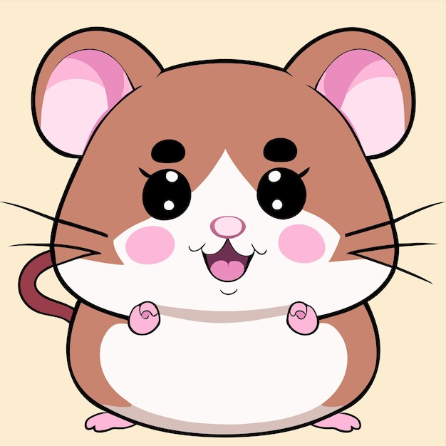 Vetor hamster chibi kawaii mão desenhada cartoon adesivo ícone conceito ilustração isolada