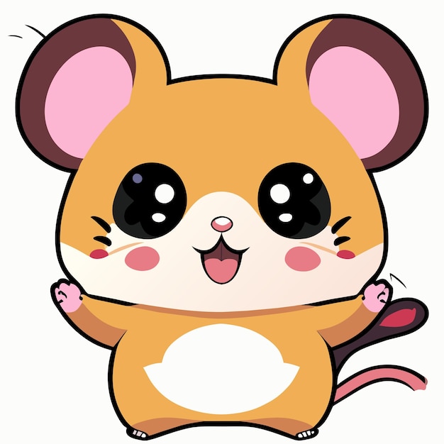 Vetor hamster chibi kawaii mão desenhada cartoon adesivo ícone conceito ilustração isolada
