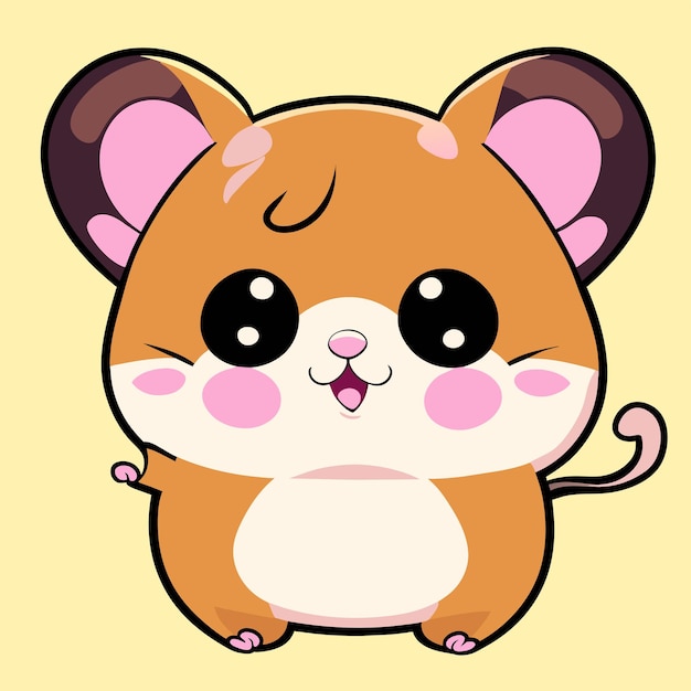 Vetor hamster chibi kawaii mão desenhada cartoon adesivo ícone conceito ilustração isolada