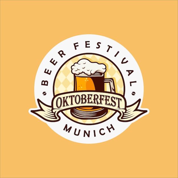 Vetor han desenhado o conceito de distintivo da oktoberfest