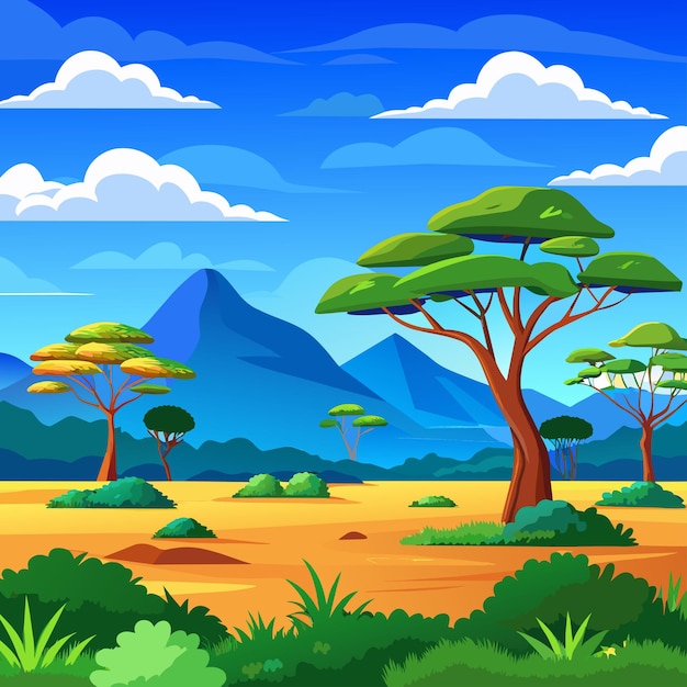 Vetor hand drawn colorful forest scenery