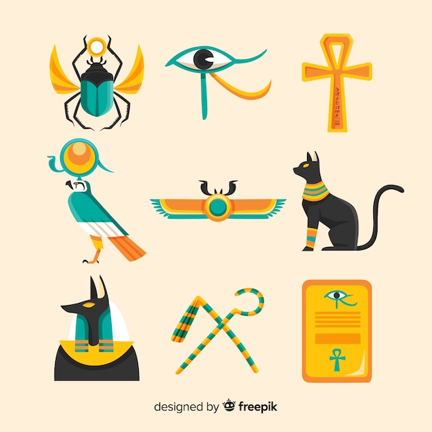 Hand drawn egypt symbols and deuses