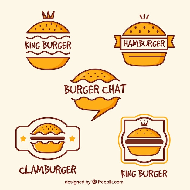 Hand drawn hamburger logotypes