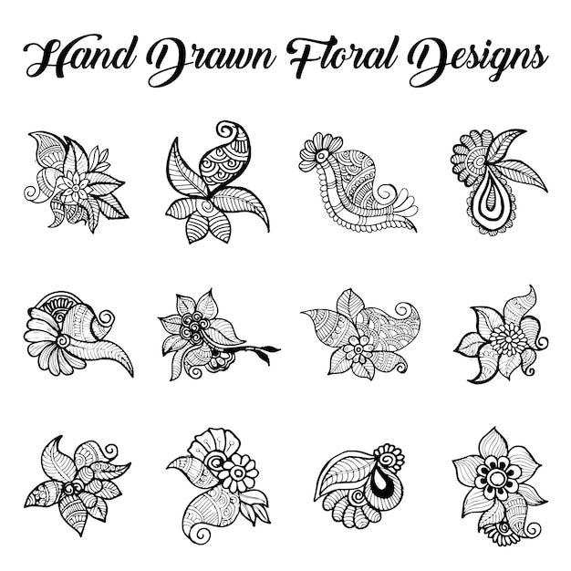 Hand drawn henna designs collection