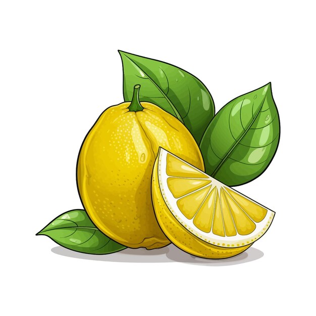 Hand-drawn lemon vector desenho animado isolado fundo branco