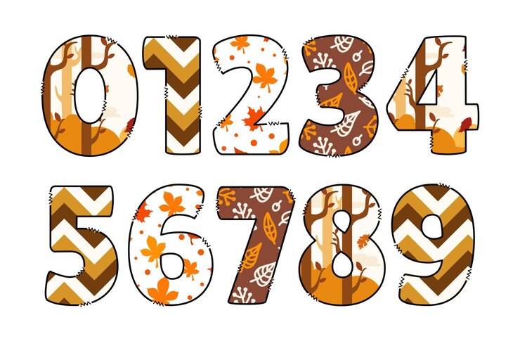 Vetor handcrafted autumn bliss número cor arte criativa design tipográfico