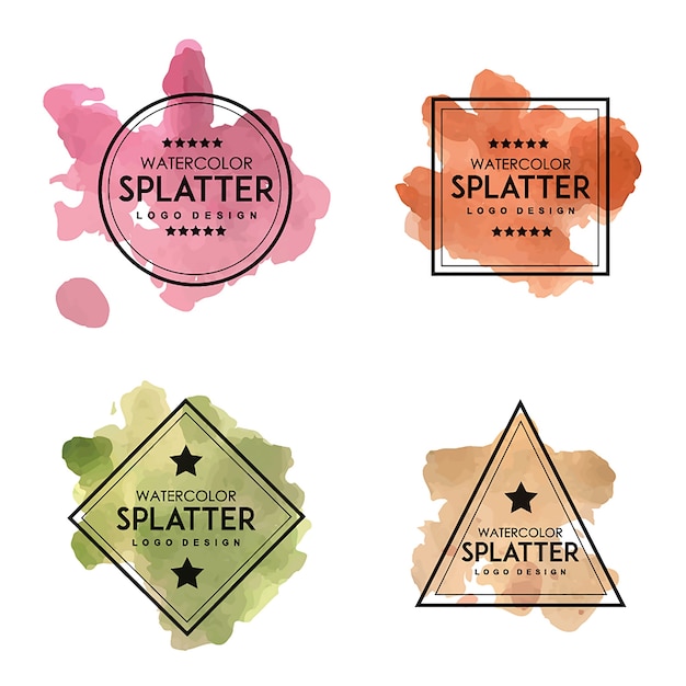 Vetor handdrawn watercolor splatter logos