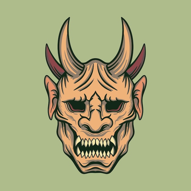 Hanna mask art ilustração vetor premium de estilo desenhado à mão para logotipo de etiqueta de tatuagem etc