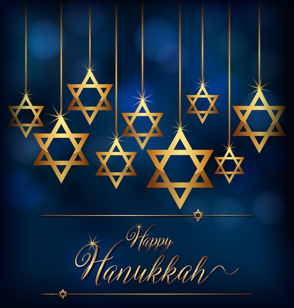 Hannukkah feliz com símbolo da estrela dos judeus