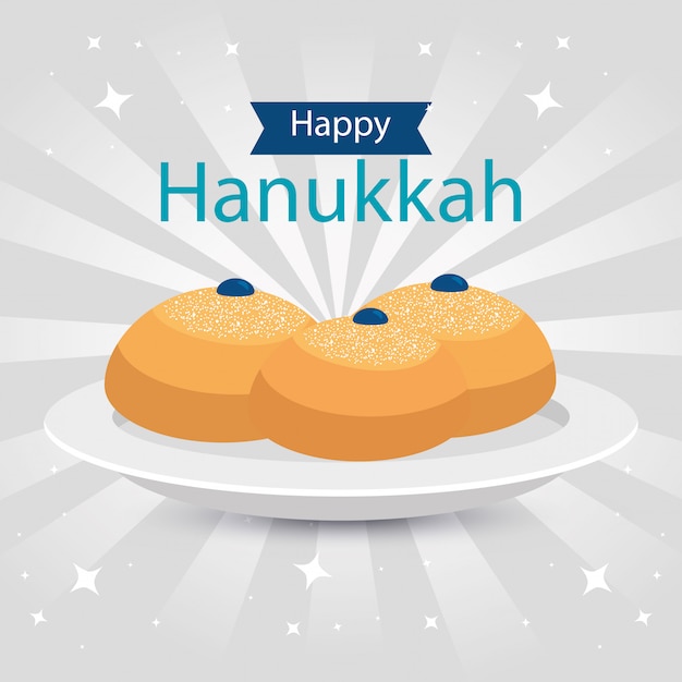 Hanukkah feliz com pães redondos