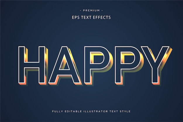 Happy 3d text effect estilo de texto 3d