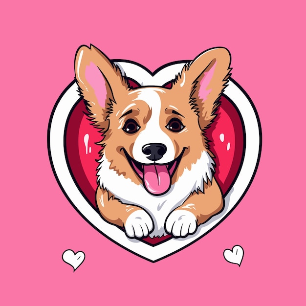 Happy cartoon welsh corgi puppy dog Retrato de um lindo cãozinho ilustração vetorial