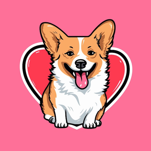 Happy cartoon welsh corgi puppy dog Retrato de um lindo cãozinho ilustração vetorial