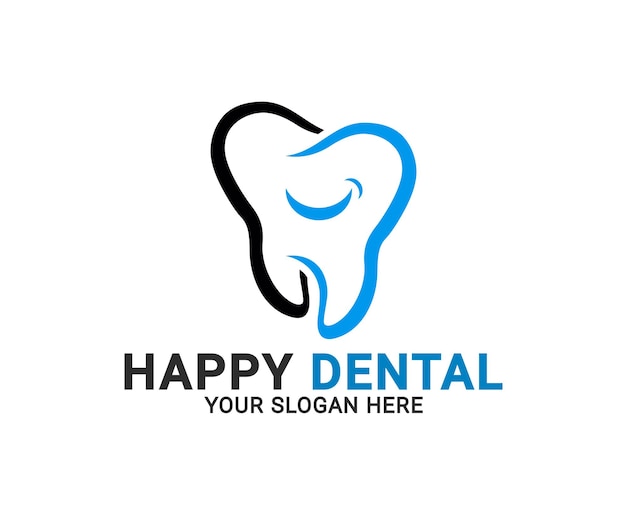 Happy dental logo logo da clínica odontológica da família modelo de logotipo dental de dente simples