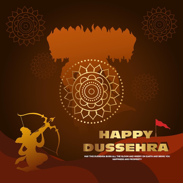 Happy dussehra festival vector ilustração de happy dussehra saudando anúncios criativos de mídia social