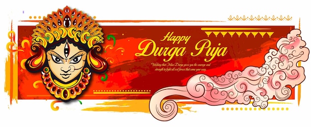 Happy dussehra navratri background design celebrado na religião hindu e no festival de durga puja