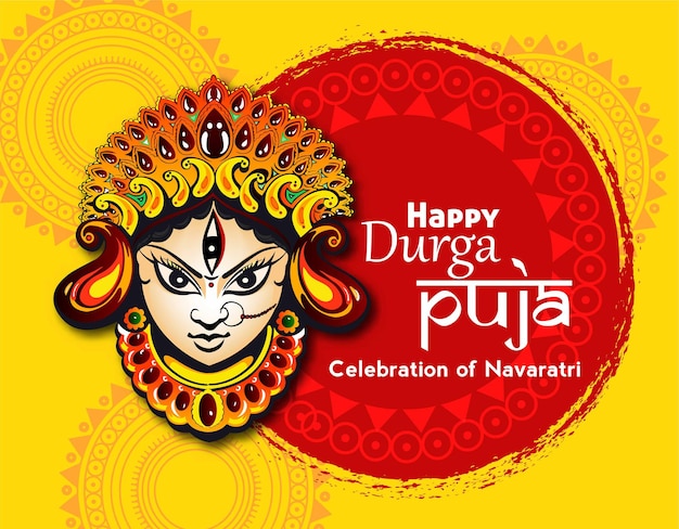 Happy dussehra navratri background design celebrado na religião hindu e no festival de durga puja