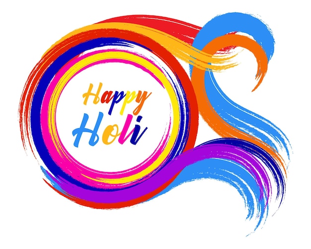 Happy holi, o festival de cores da primavera na índia. traços coloridos abstratos com textura grunge