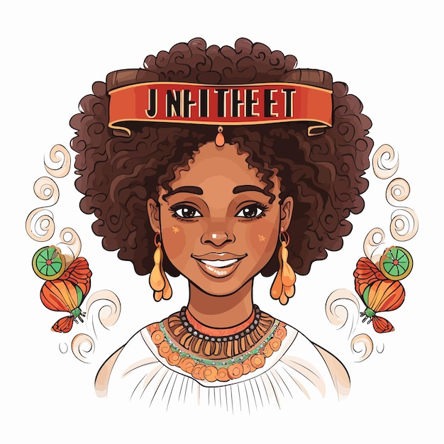 Vetor happy_juneteenth_day_banner_coloring_page