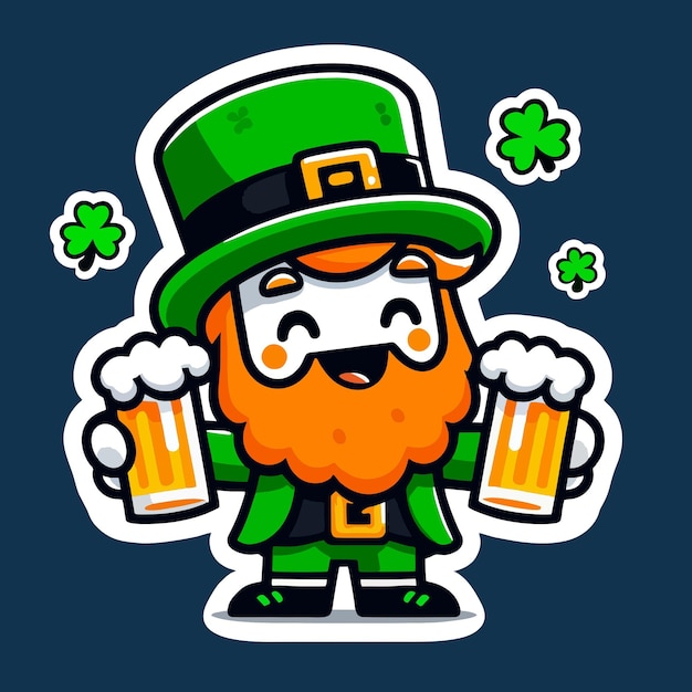 Vetor happy leprechaun delights design de personagens animados do dia de são patrício