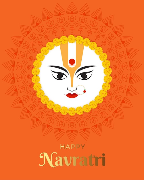 Happy navratri com a bela e criativa ilustração de design de maa durga happy navratri durga puja