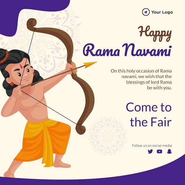 Happy ram navami um modelo de design de banner de festival hindu