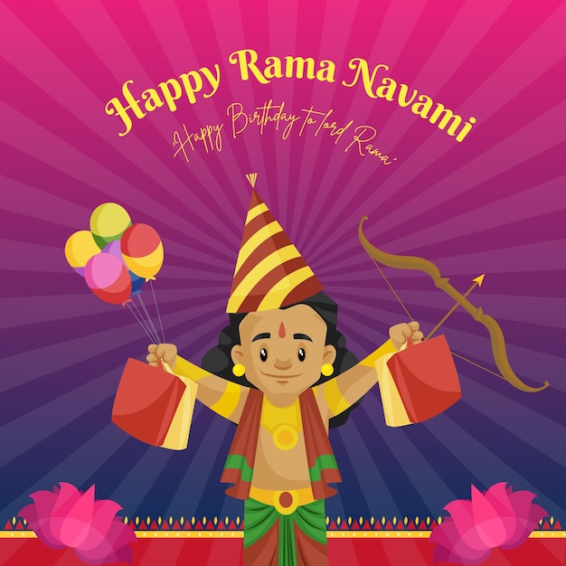 Happy ram navami um modelo de design de banner de festival hindu