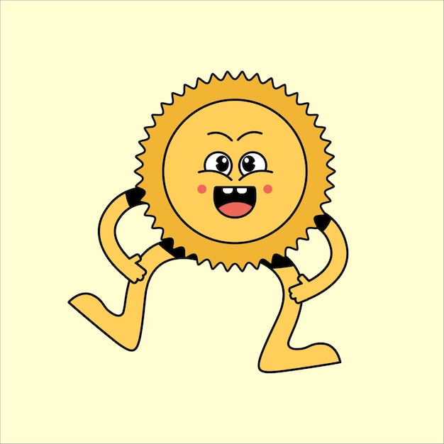 Vetor happy sun mascote personagem de desenho animado ilustração de ícone vetorial