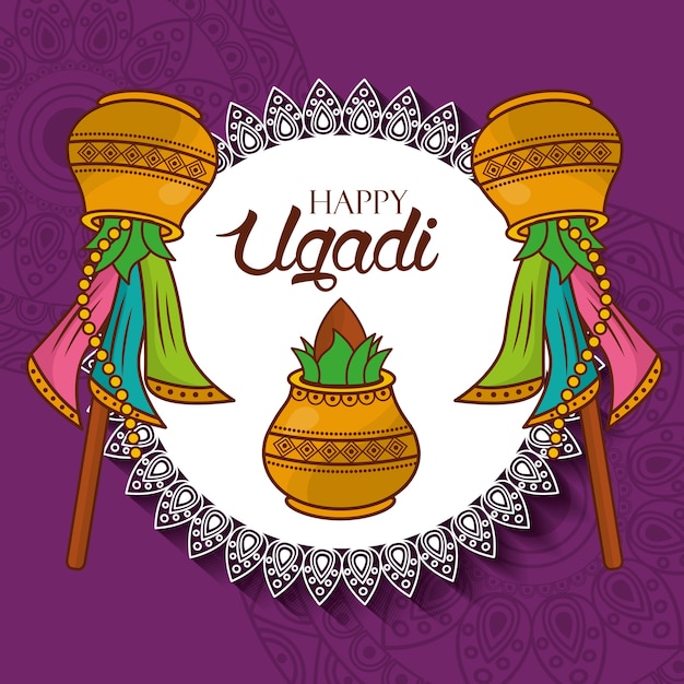 Happy ugadi celebração de ano novo hindu