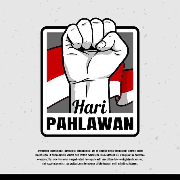 Hari pahlawan mão com vetor de fundo de bandeira