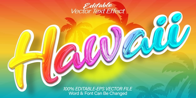 Vetor havaí efeito de texto vector editable alfabeto verão praia paraíso trópico