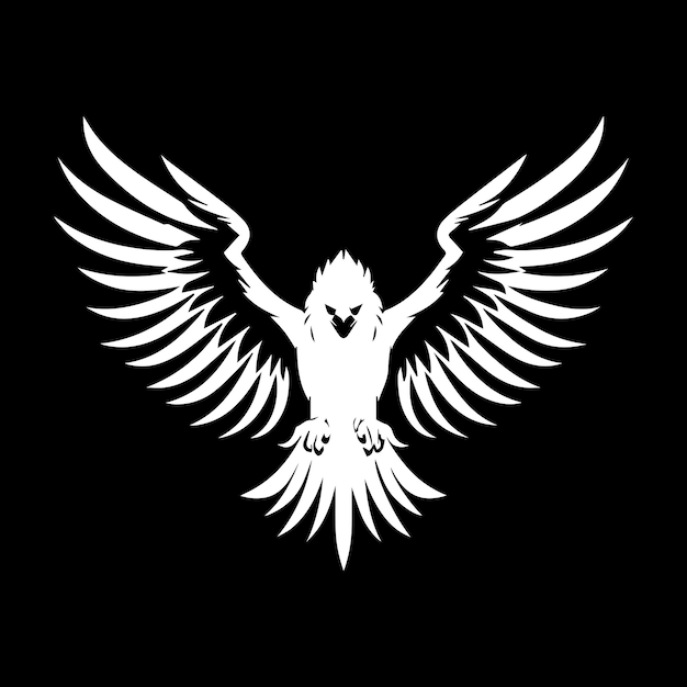 Hawk Wings ou Eagle logotipo em preto e branco