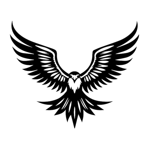 Hawk Wings ou Eagle logotipo em preto e branco