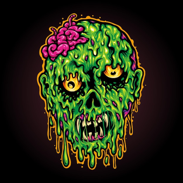 Head zombie horror halloween ilustrações vetoriais para o seu trabalho logotipo, t-shirt da mercadoria do mascote, adesivos e designs de etiquetas, cartazes, cartões comemorativos anunciando empresas ou marcas.