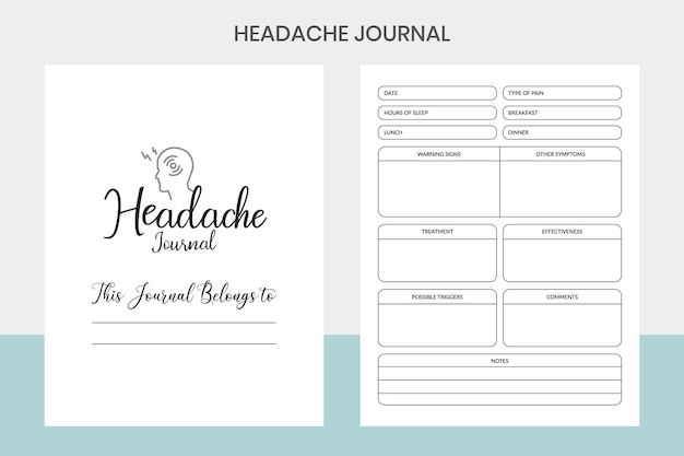 Vetor headache journal kdp interior