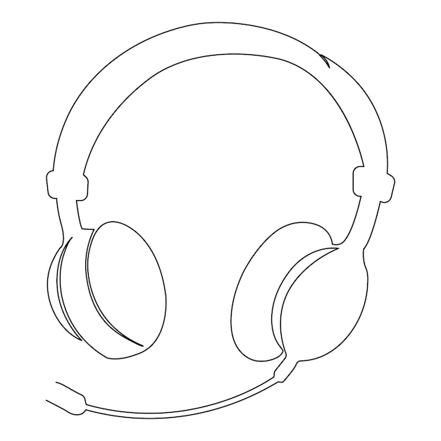 Vetor headphone oneline desenho de arte vetorial contínuo e design de ilustração de uma linha simples