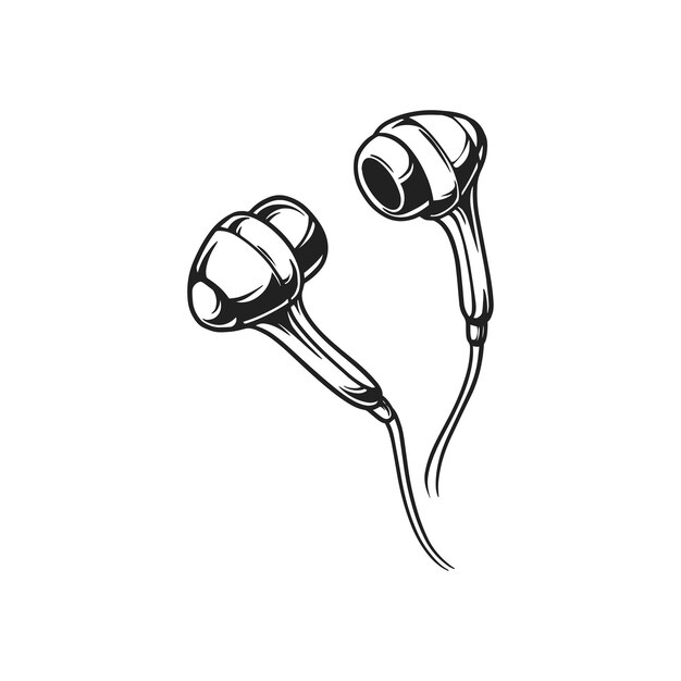 Headset doodle silhueta desenhada à mão