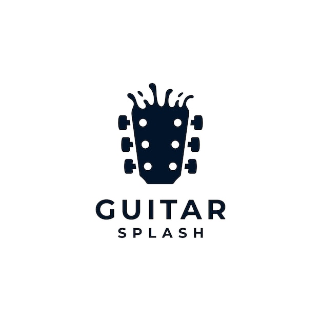 Headstock guitar music splash water logo design inspiração