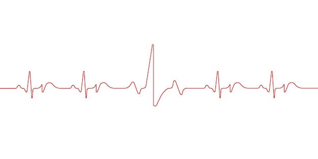 Vetor hearbeat linha vermelha. rastreamento de vetor vermelho de pulso. linha cardio ecg