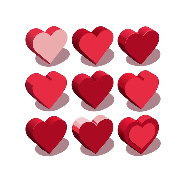 Heart Shape Icon Set Collection Conceito de Ilustração Vector