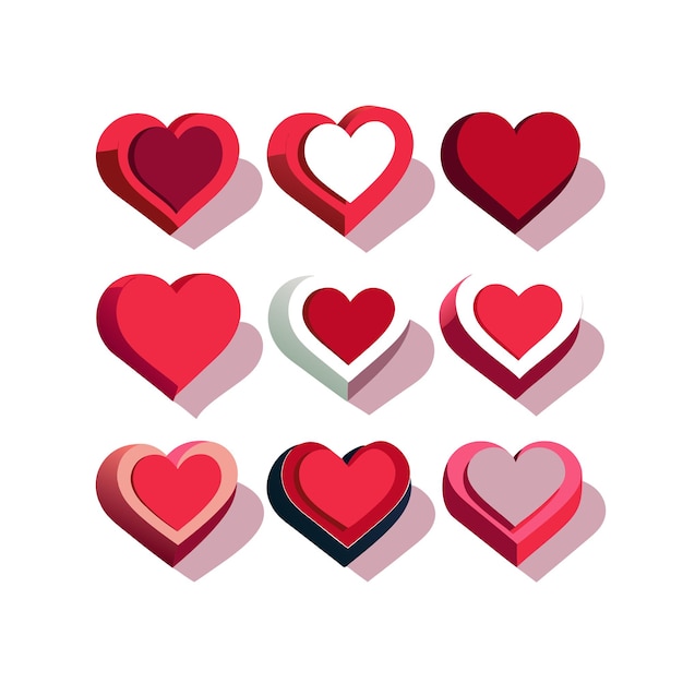 Heart Shape Icon Set Collection Conceito de Ilustração Vector