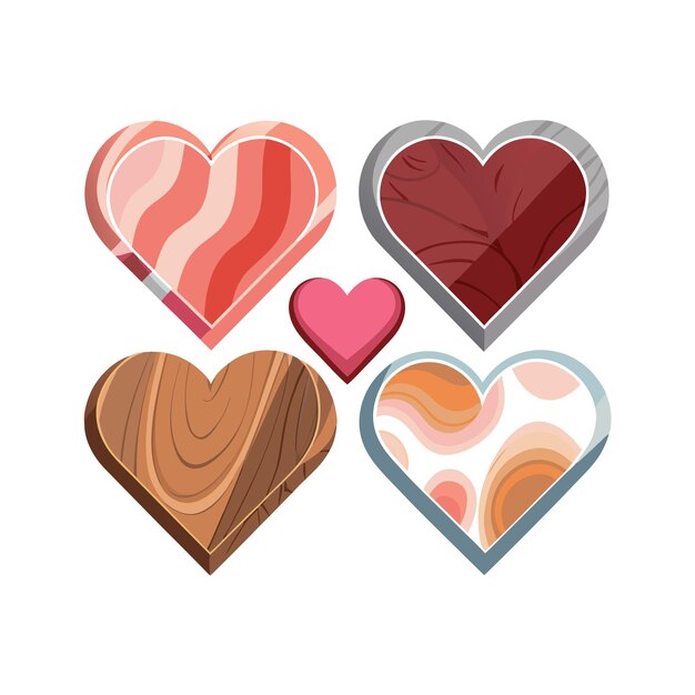 Heart Shape Icon Set Collection Conceito de Ilustração Vector
