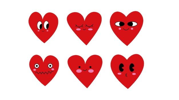 Vetor heart valentine stickers love vector 90s cute red e pink romântico sticker set